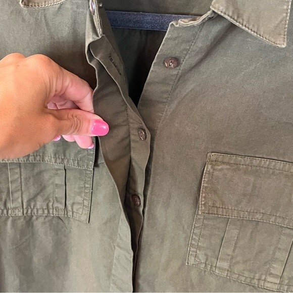 Zara Woman Olive Green Military Style Button Down size Medium - Picture 7 of 10